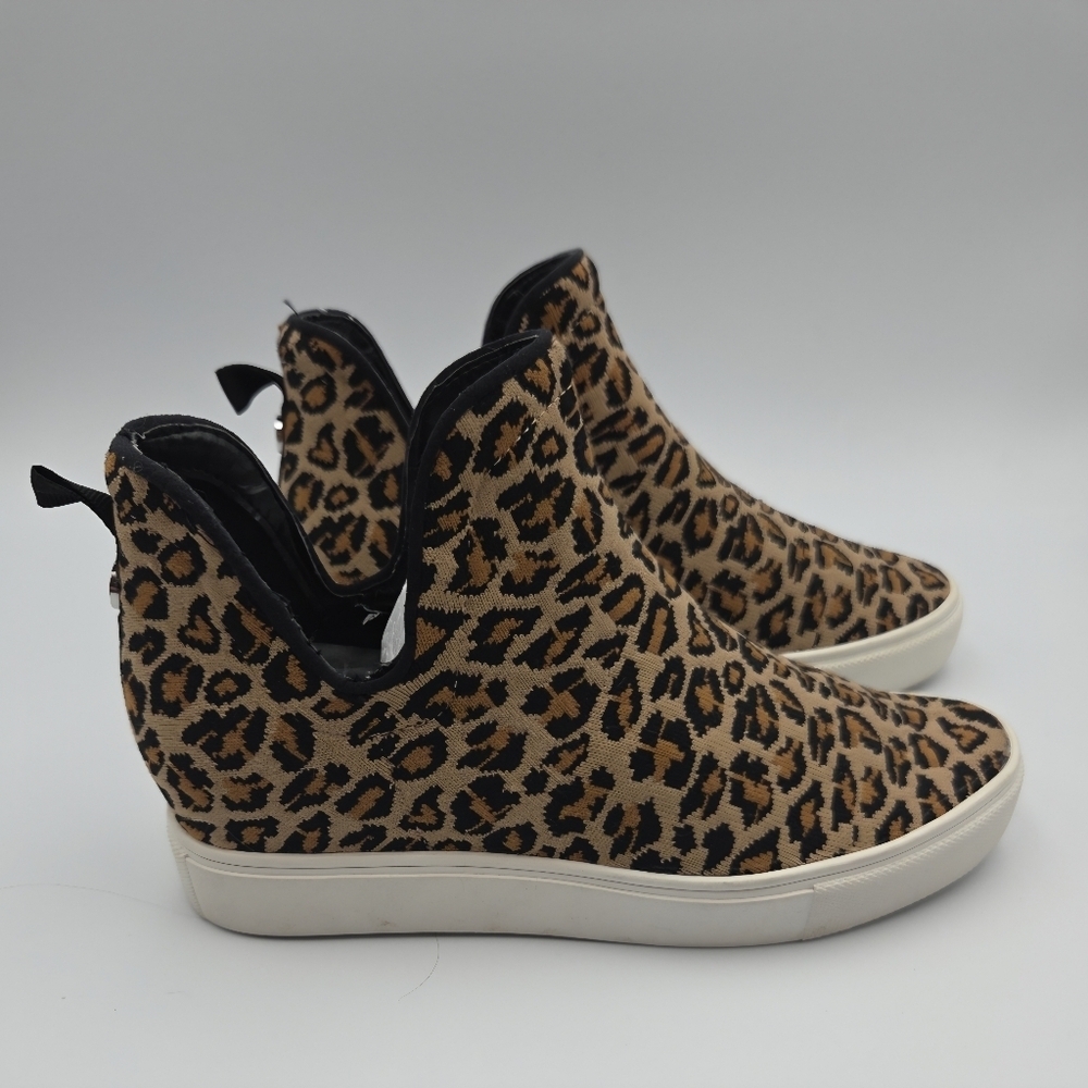 Steve Madden Loxer Sneaker Bootie Shoes‎ Leopard Print Womens 6.5 EUC